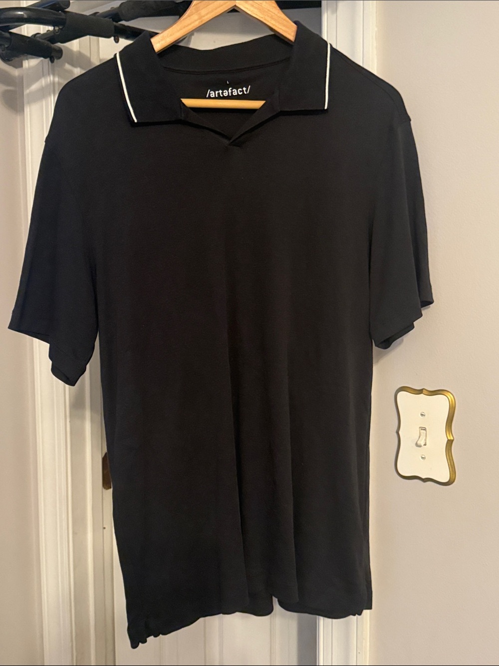 Black Polo Shirt with Contrast Piping
